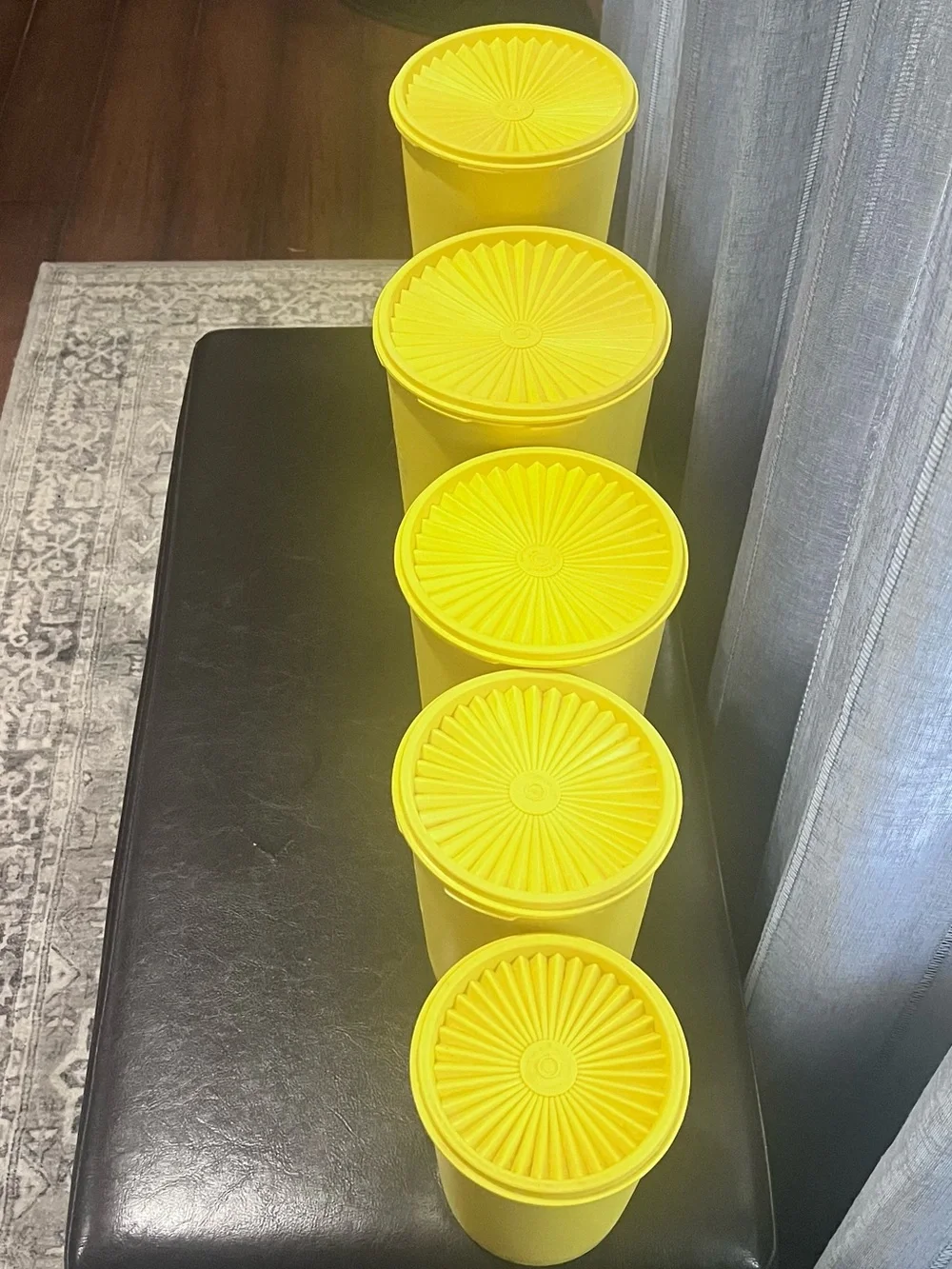 Vintage Tupperware Daffodil Yellow Servalier Canister 5-Piece Nesting Set w/Lids